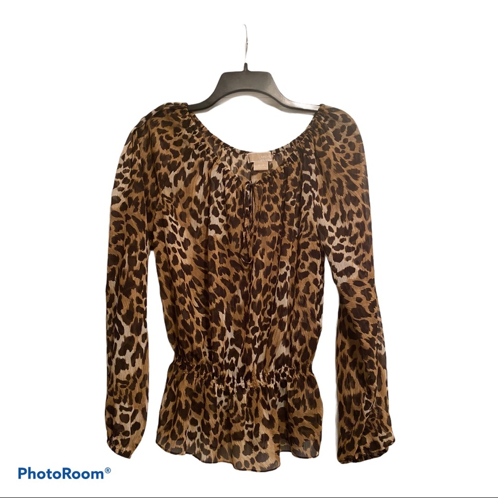 Michael Kors Medium Leopard Animal Print Blouse